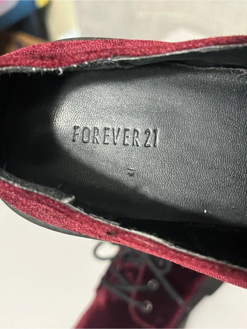 Burgundy Velvet Platform Shoes Lace up